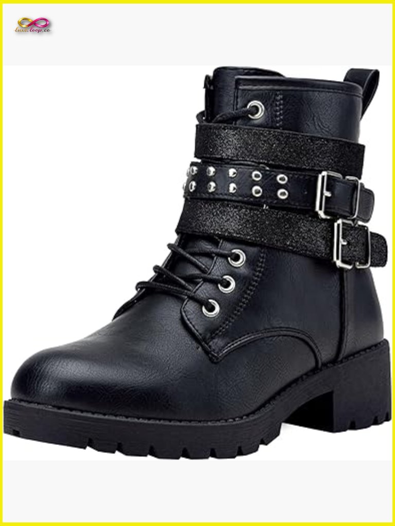 Women's Ankle Boots Combat Lace Up Short Booties Inside Zipper Water Resistant